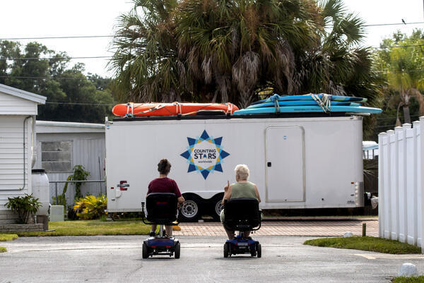 Residents at the Isle of Palm mobile home park in...