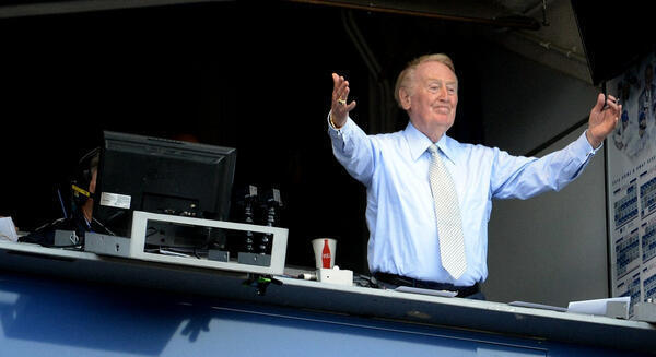 Hall of Fame Los Angeles Dodgers broadcaster Vin Scully passed...