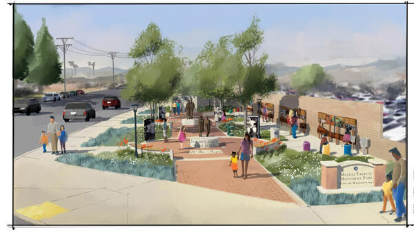 Rendering of the future Mendez Park on Westminster Boulevard and...