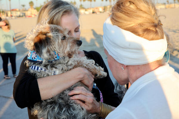 Pamela Reiley of West Hollywood holds Harley, her 14-year-old wire-haired...