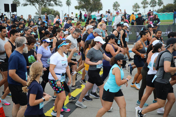 Runners and walkers begin the 38th annual Long Beach Marathon...