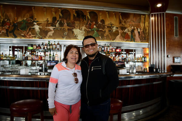 Rosie and Fernando Campos from Guatemala tour the Queen Mary’s...