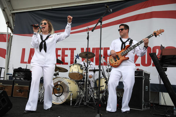 The Destroyers, the U.S. Navy’s rock band, perform on Saturday,...