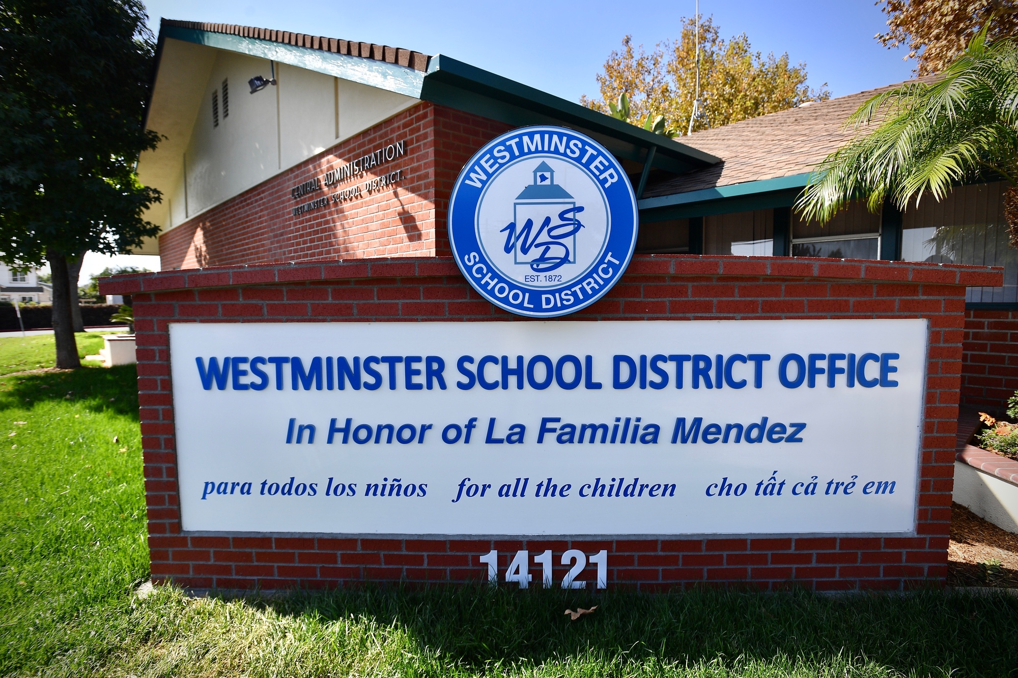Sylvia Mendez’s family name is featured prominently at the Westminster...
