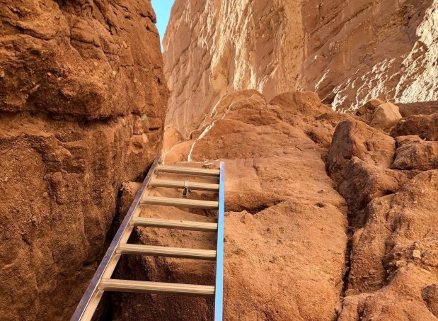 A ladder helps hikers navigate Painted Canyon in Mecca, near the Salton Sea. (Photo by Brooke Staggs, Orange County Register/SCNG)